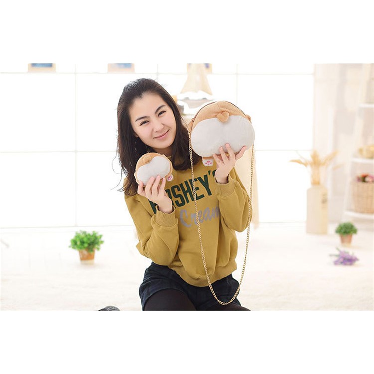 Soft Plush Kawaii Corgi Butt Ass Zipper Wallet Change Case Coin Purse, Size: 15 x 10cm-5