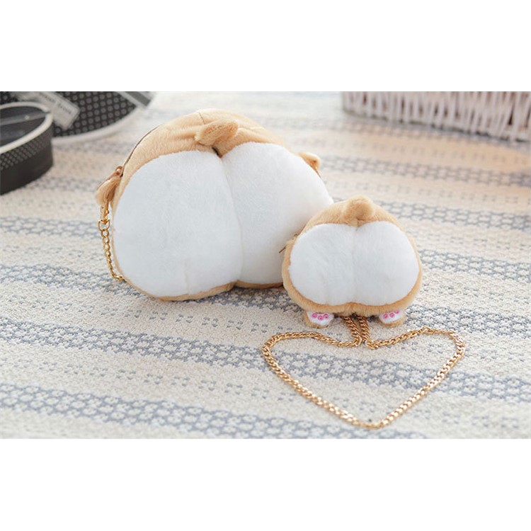 Soft Plush Kawaii Corgi Butt Ass Zipper Wallet Change Case Coin Purse, Size: 15 x 10cm-7