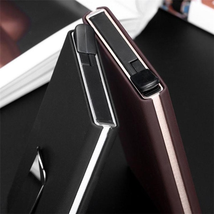 RFID-Blocker Kreditkarteninhaber Aluminium Leder Pop-up-Karte Mit Geldscheinklammer - Schwarz-5