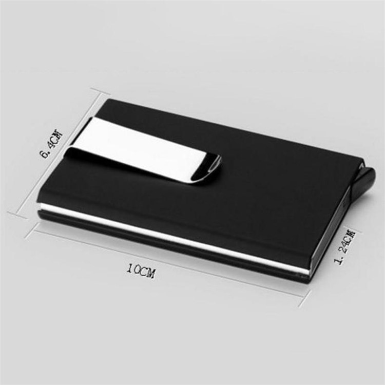 RFID-Blocker Kreditkarteninhaber Aluminium Leder Pop-up-Karte Mit Geldscheinklammer - Schwarz-9