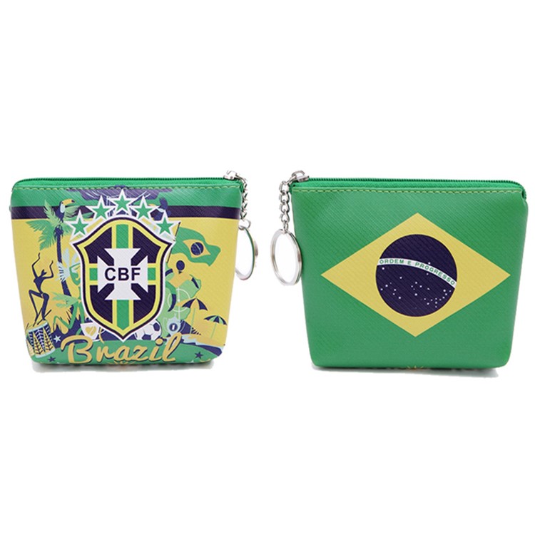 2018 Russia World Cup Pattern PU Leather Coin Purse - Flag of Brazil-1