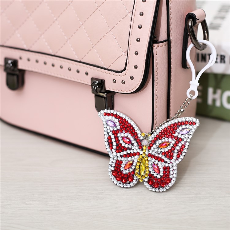 2Pcs/Pack DIY Butterfly Diamond Shiny Sparkle Craft Bag Pendant Key Set Accessory-5