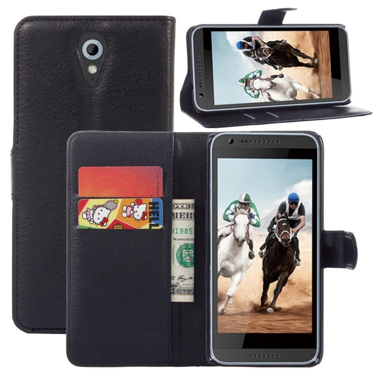 Litchi Wallet Leather Case for HTC Desire 820 Mini D820mu / Desire 620 Dual Sim - Black-4