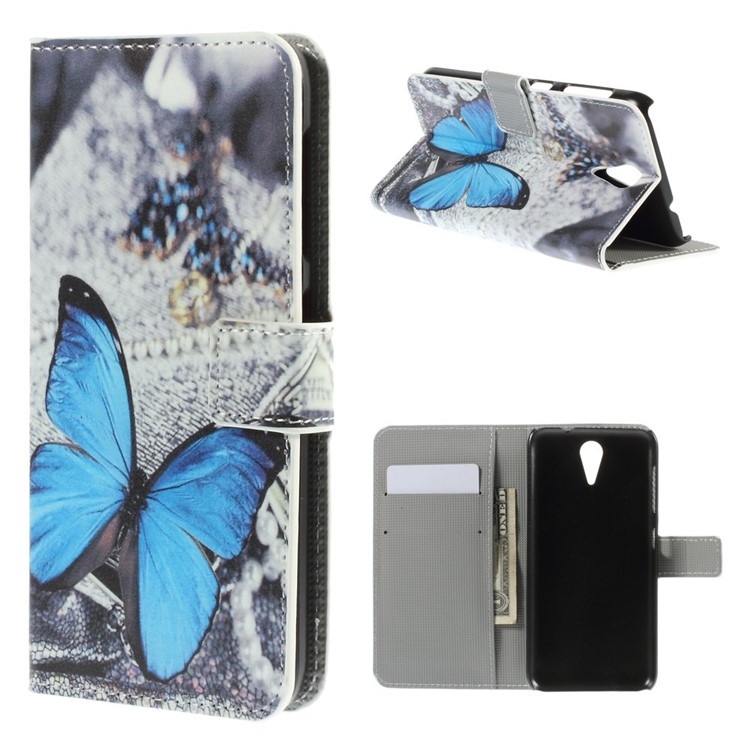 Blue Butterfly Leather Cover for HTC Desire 620 Dual Sim / 820 Mini D820mu-1