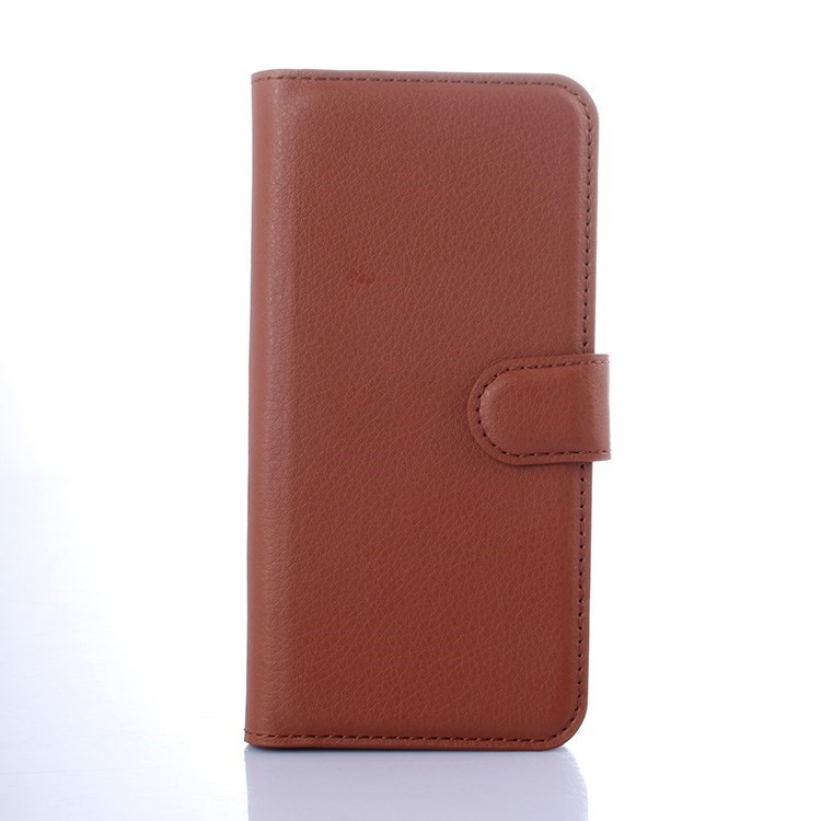 Litchi Grain Wallet Leather Cover for HTC One (M9) with Stand - Brown-1