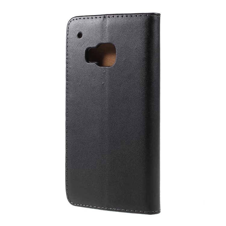 Genuine Leather Wallet Cover Stand for HTC One M9 - Black-2