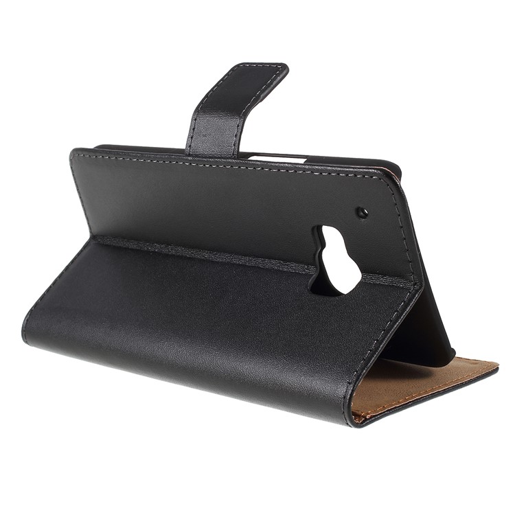 Genuine Leather Wallet Cover Stand for HTC One M9 - Black-4