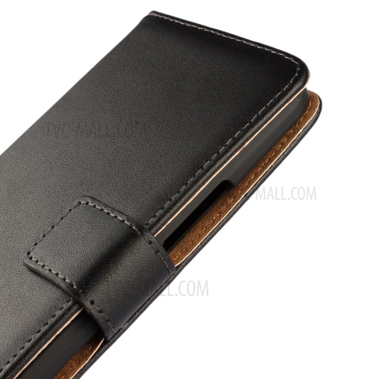 Genuine Leather Wallet Cover Stand for HTC One M9 - Black-7