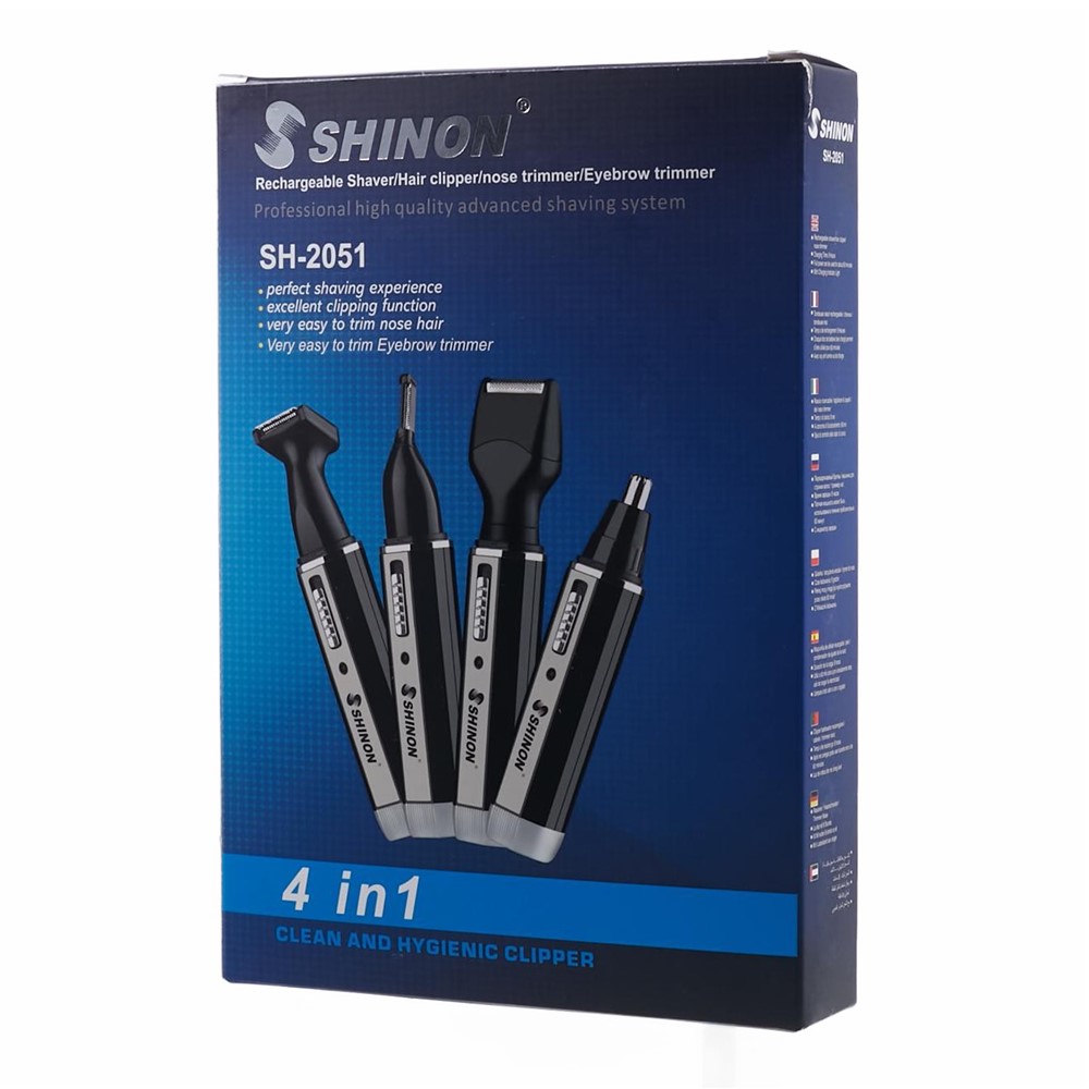4 en 1 Rechargeable Lame en Acier Inoxydable les Oreilles, le Nez Poils de la Barbe Personnels Tondeuse - UE Bouchon-14