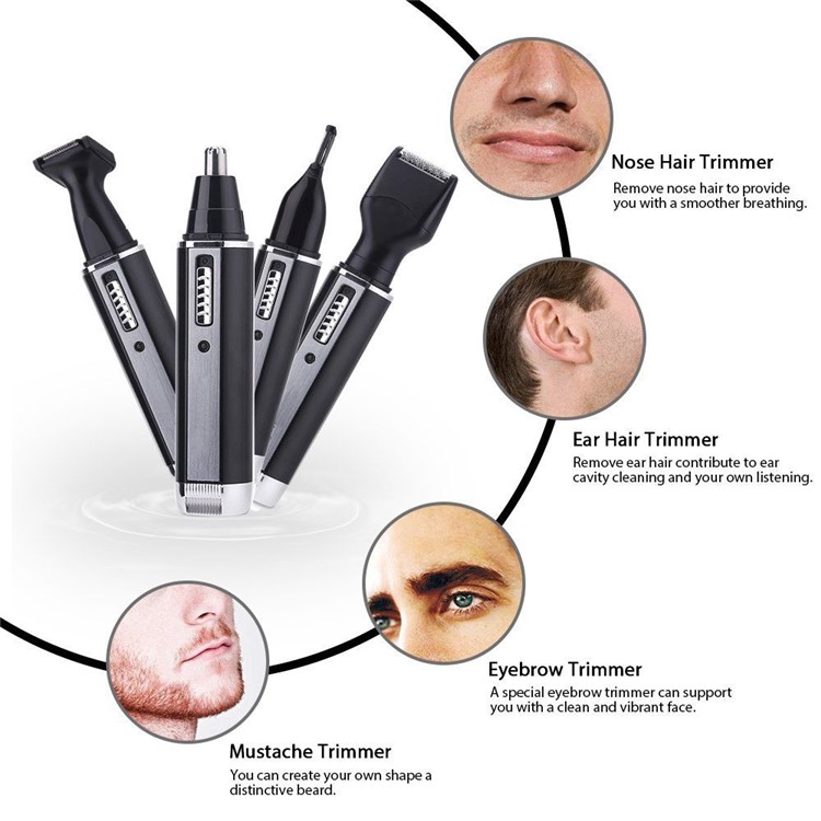 4 In 1 Stainless Steel Blade Ear Nose Beard Hair Rechargeable