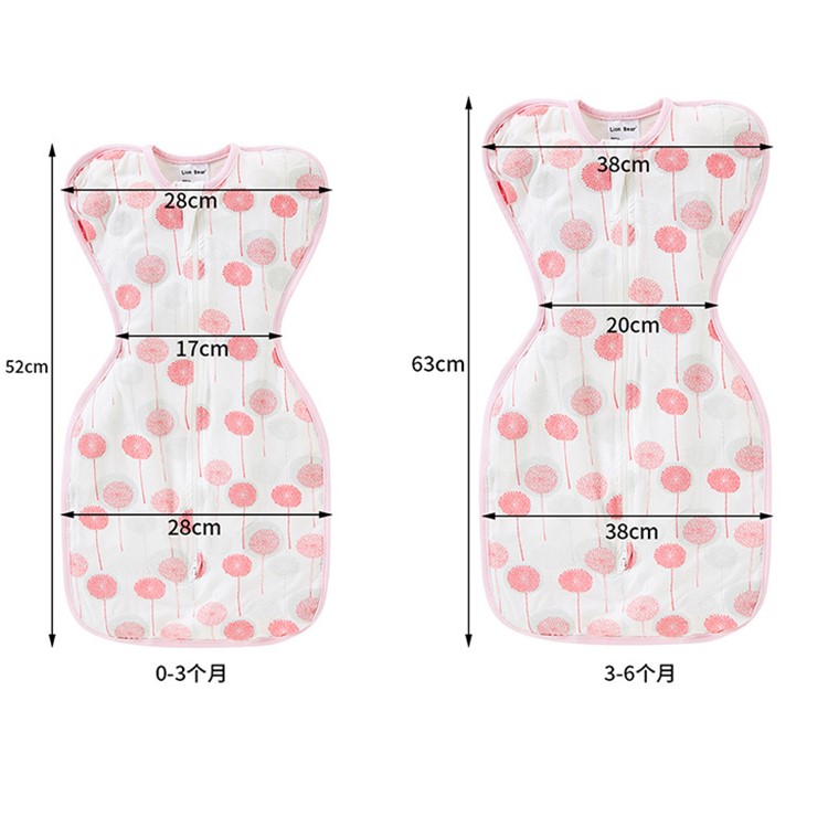 Newborn Baby Sleeping Bag Blanket Sleep Sack Wrap Clothing for Spring Summer 0-6 Month - Pink/S-4