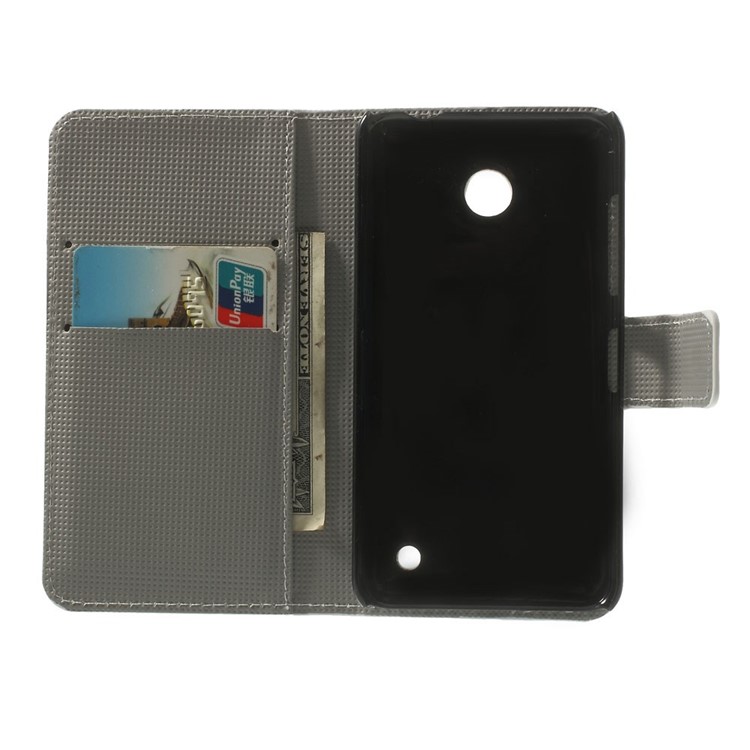 PU Leather Flip Wallet Cover para Nokia Lumia 630 / 630 Dual SIM RM-978 - azul borboleta-4