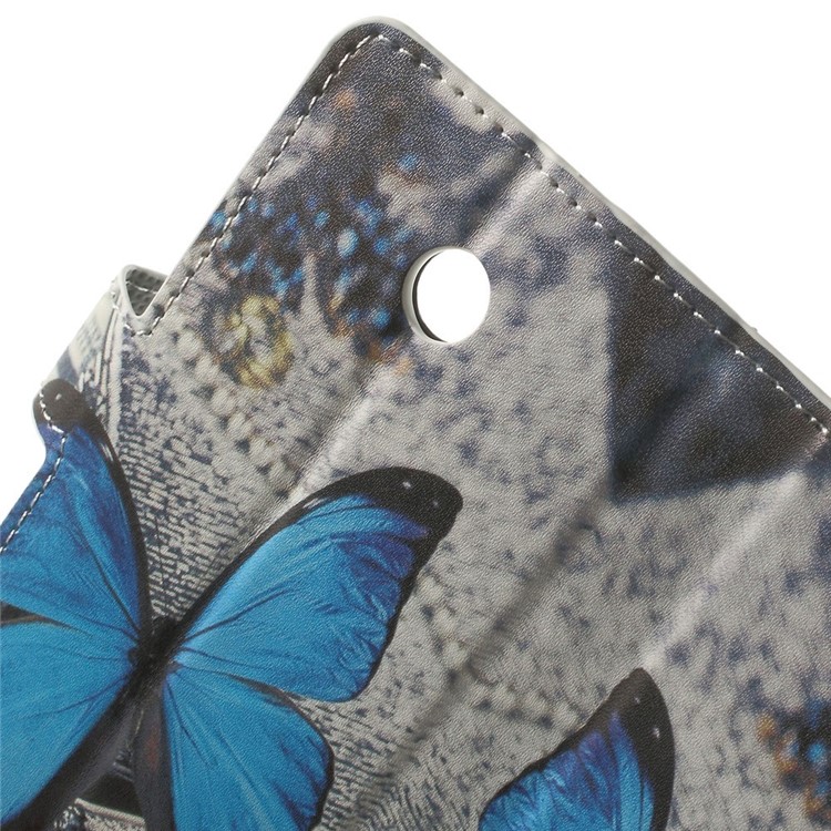 PU Leather Flip Wallet Cover para Nokia Lumia 630 / 630 Dual SIM RM-978 - azul borboleta-6
