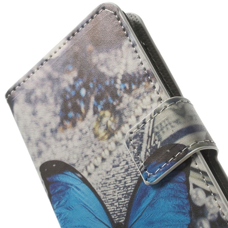 PU Leather Flip Wallet Cover para Nokia Lumia 630 / 630 Dual SIM RM-978 - azul borboleta-7