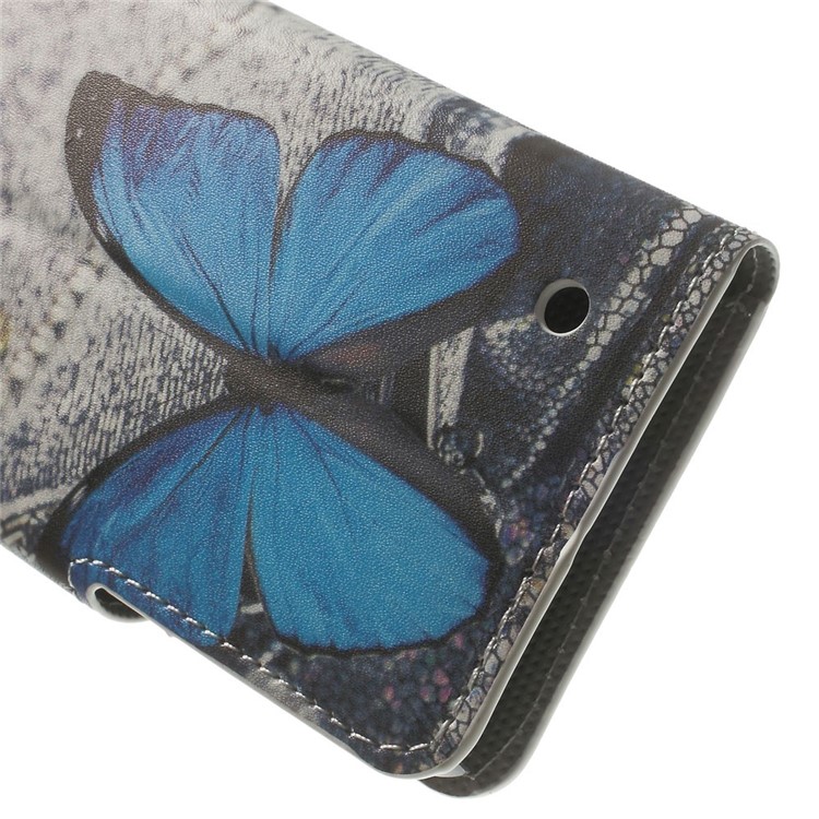 PU Leather Flip Wallet Cover para Nokia Lumia 630 / 630 Dual SIM RM-978 - azul borboleta-8