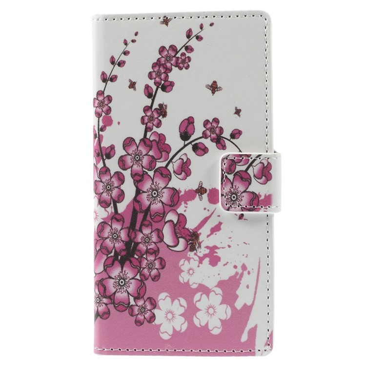 Plum Blossom Wallet Leather Case w / Stand para Nokia Lumia 730 Dual SIM / Lumia 735-3