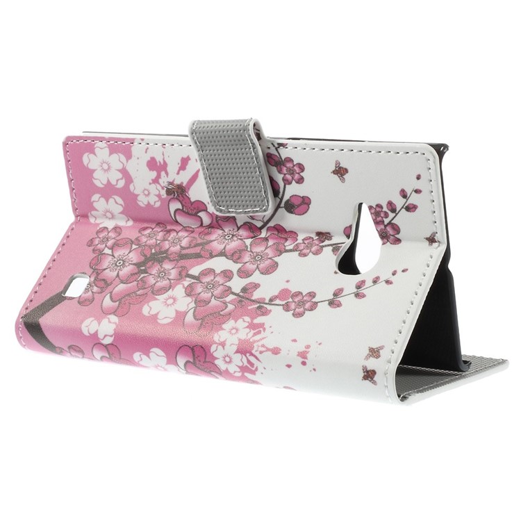 Plum Blossom Wallet Leather Case w / Stand para Nokia Lumia 730 Dual SIM / Lumia 735-5