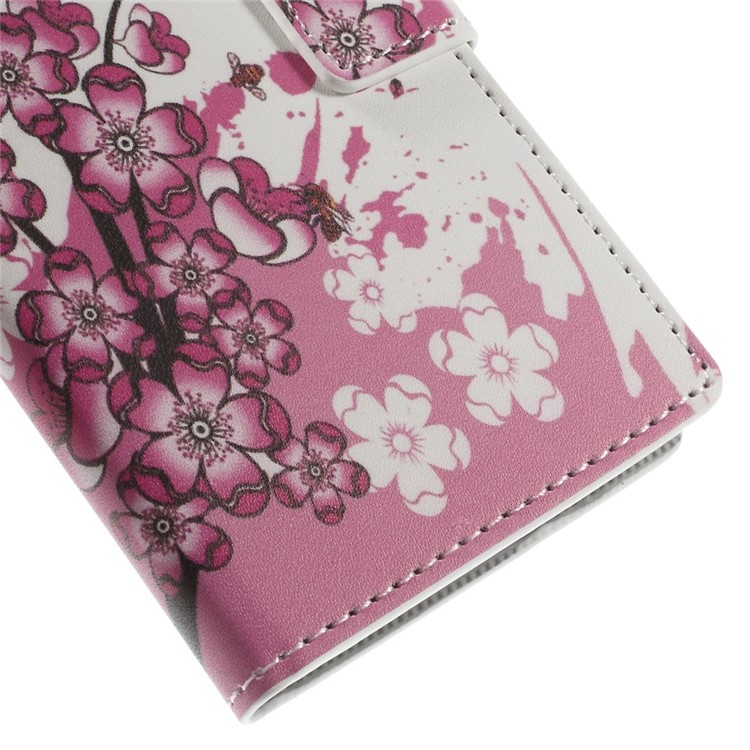 Plum Blossom Wallet Leather Case w / Stand para Nokia Lumia 730 Dual SIM / Lumia 735-8
