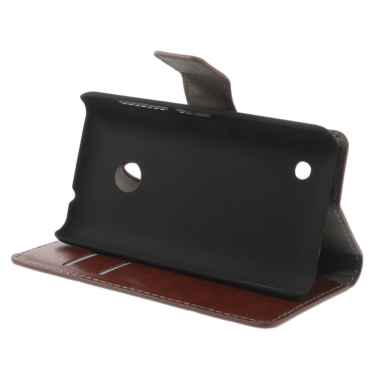 Brown Crazy Horse Leather Stand Case for Nokia Lumia 530 Dual SIM RM-1019 / Nokia Lumia 530 RM-1017-4