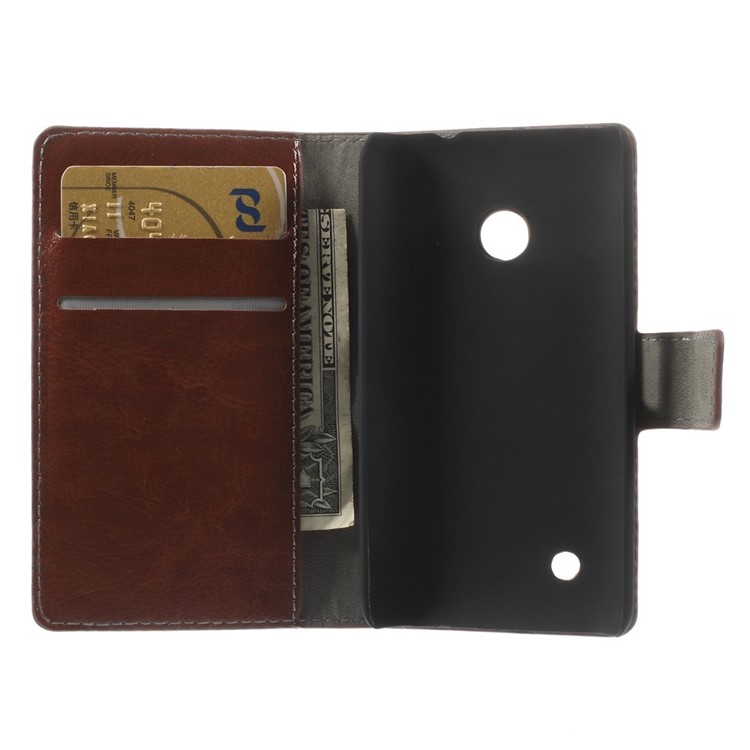 Brown Crazy Horse Leather Stand Case for Nokia Lumia 530 Dual SIM RM-1019 / Nokia Lumia 530 RM-1017-6