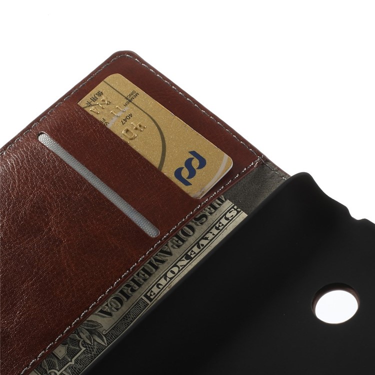 Brown Crazy Horse Leather Stand Case for Nokia Lumia 530 Dual SIM RM-1019 / Nokia Lumia 530 RM-1017-9