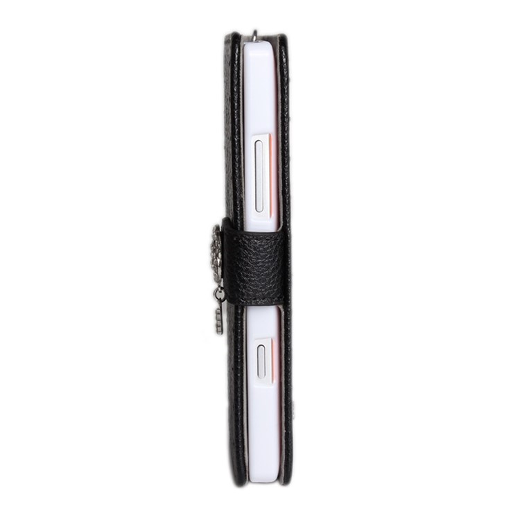Starry Sky Rhinestone Litchi Grain Leather Stand Case for Nokia Lumia 930 / Lumia Icon 929 w/ Chain - Black-5