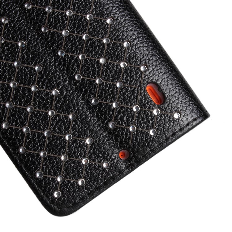 Starry Sky Rhinestone Litchi Grain Leather Stand Case for Nokia Lumia 930 / Lumia Icon 929 w/ Chain - Black-7