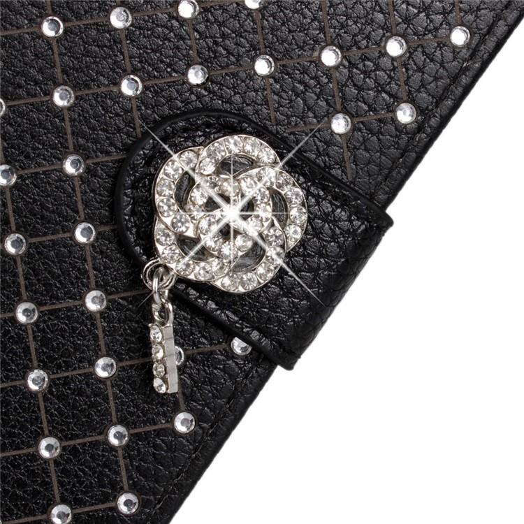 Starry Sky Rhinestone Litchi Grain Leather Stand Case for Nokia Lumia 930 / Lumia Icon 929 w/ Chain - Black-8