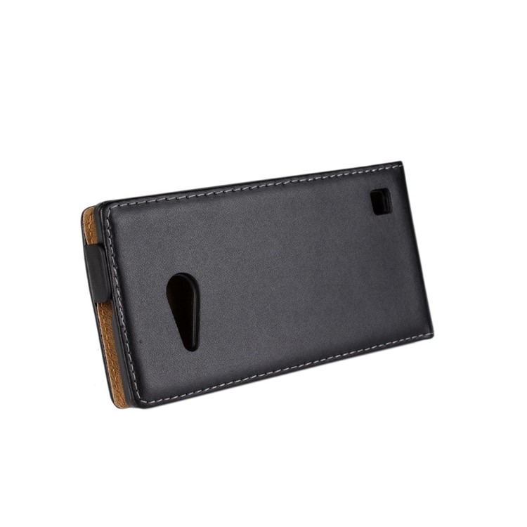 Cuir véritable Split Vertical pour Nokia Lumia 730 Dual SIM / 735 - Noir-2