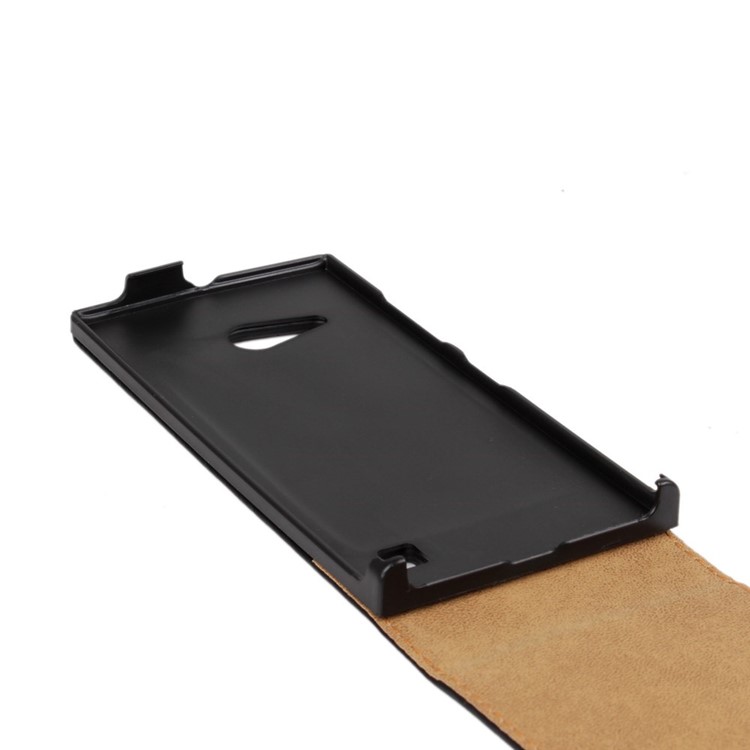 Cuir véritable Split Vertical pour Nokia Lumia 730 Dual SIM / 735 - Noir-3