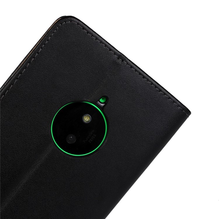 Genuine Split Leather Wallet Stand Case for Nokia Lumia 830 - Black-6