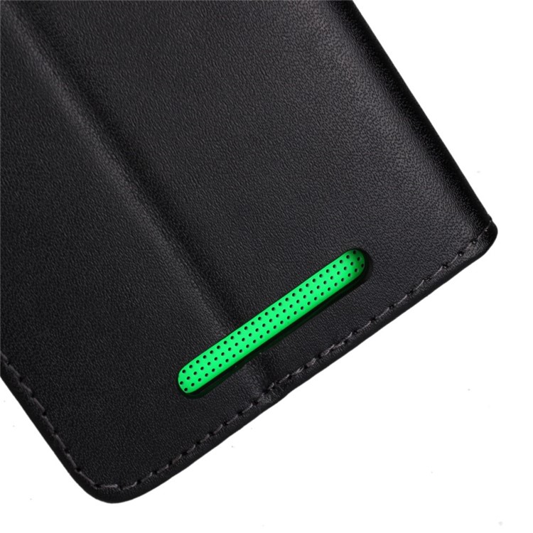 Genuine Split Leather Wallet Stand Case for Nokia Lumia 830 - Black-7