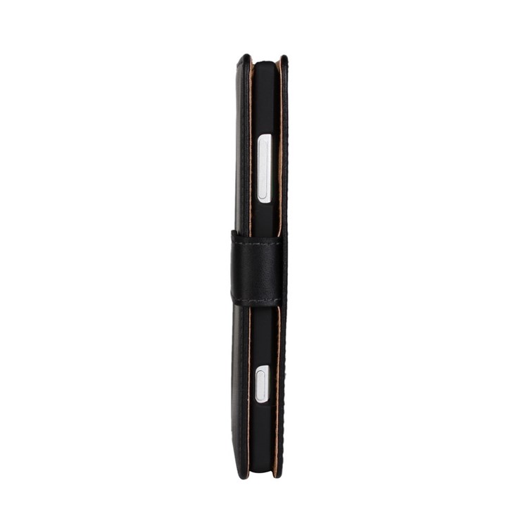 Genuine Split Leather Wallet Stand Case for Nokia Lumia 830 - Black-9