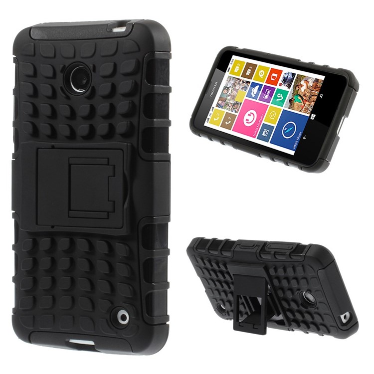 Anti-slip PC and TPU Hybrid Case with Kickstand for Nokia Lumia 630 / Dual SIM - Black-1