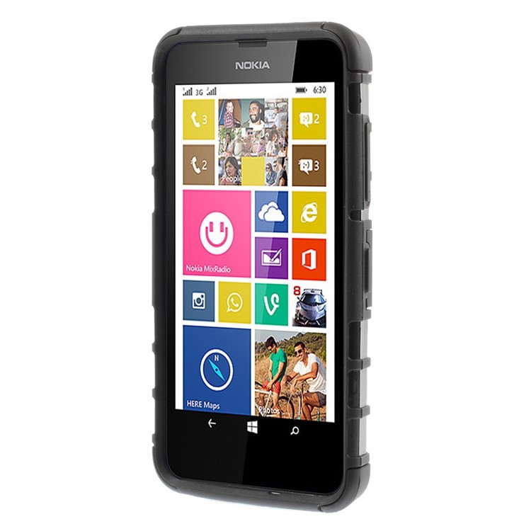 Anti-slip PC and TPU Hybrid Case with Kickstand for Nokia Lumia 630 / Dual SIM - Black-2