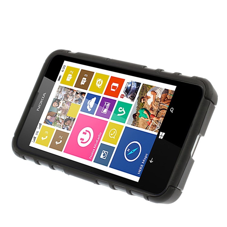 Anti-slip PC and TPU Hybrid Case with Kickstand for Nokia Lumia 630 / Dual SIM - Black-5