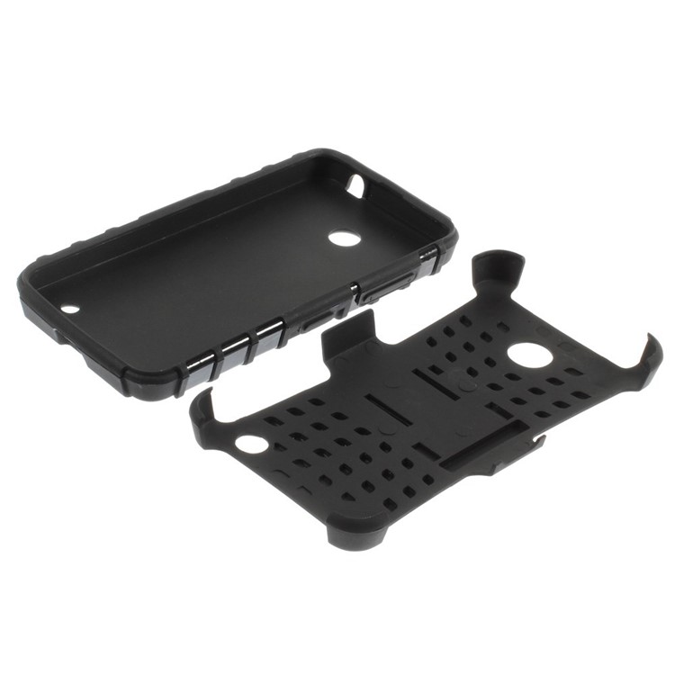 Anti-slip PC and TPU Hybrid Case with Kickstand for Nokia Lumia 630 / Dual SIM - Black-9