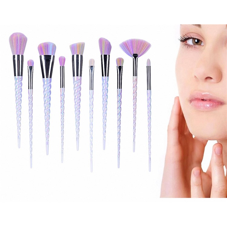 10pcs Unicorn Professional Foundation Powder Cream Blush Brush Kits Makeup Brush Set-10