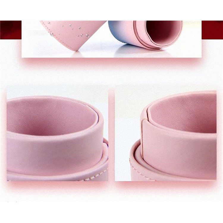Gradient Color PU Leather Brush Holder Cosmetics Organizer Travel Toiletry Case with Snap Fasteners - Pink and Blue-6