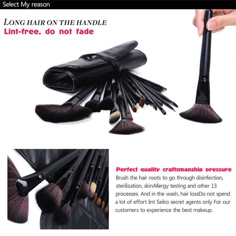 24Pcs/Set Professional Make-up Brush Set Foundation Concealer Brushes - Black-3