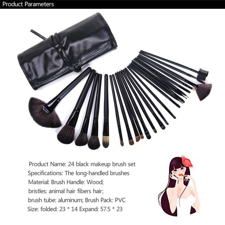24Pcs/Set Professional Make-up Brush Set Foundation Concealer Brushes - Black-4