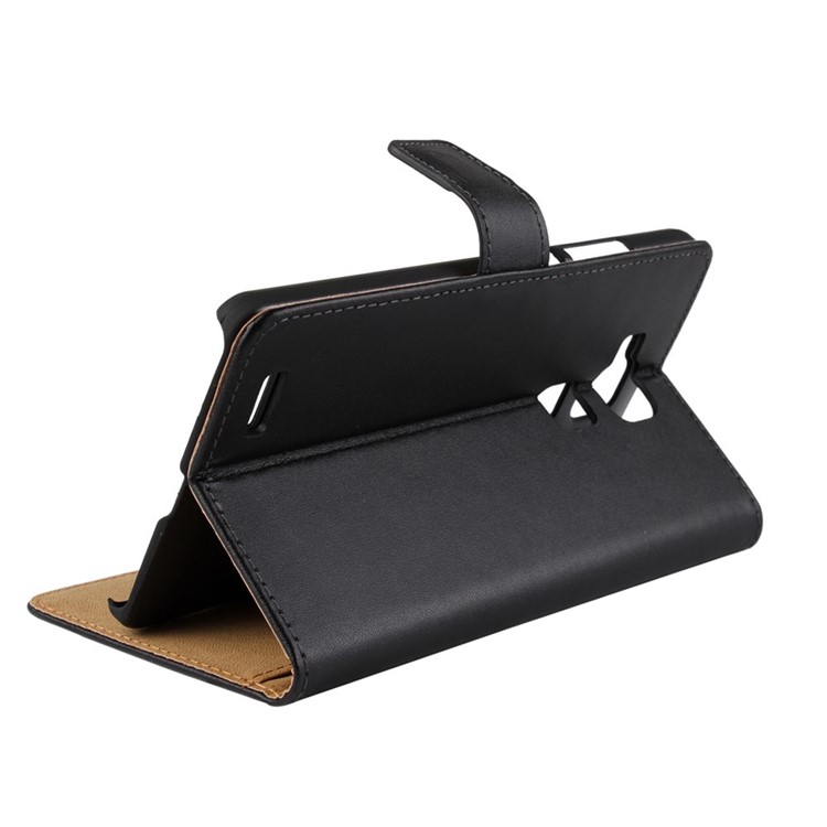 Genuine Split Leather Wallet Bracket Case for Huawei Ascend Mate7 - Black-2
