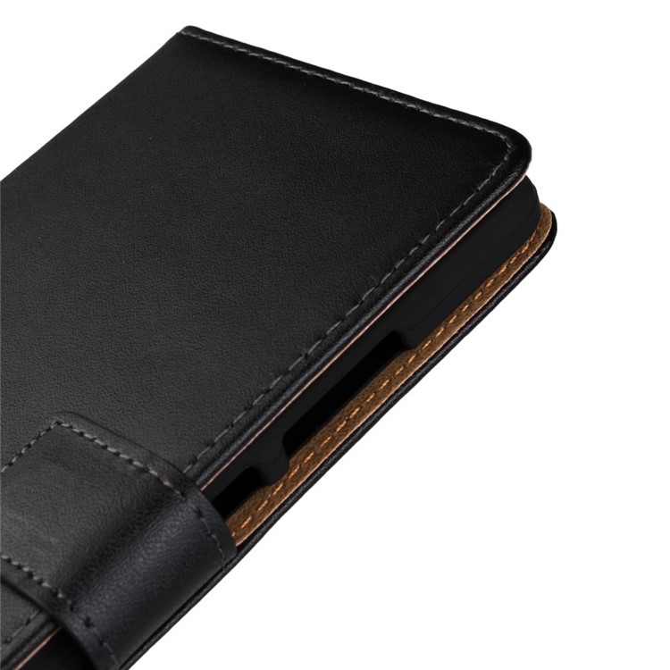 Genuine Split Leather Wallet Bracket Case for Huawei Ascend Mate7 - Black-5