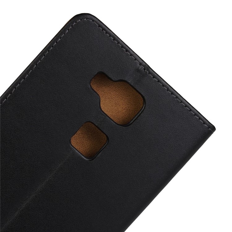 Genuine Split Leather Wallet Bracket Case for Huawei Ascend Mate7 - Black-6