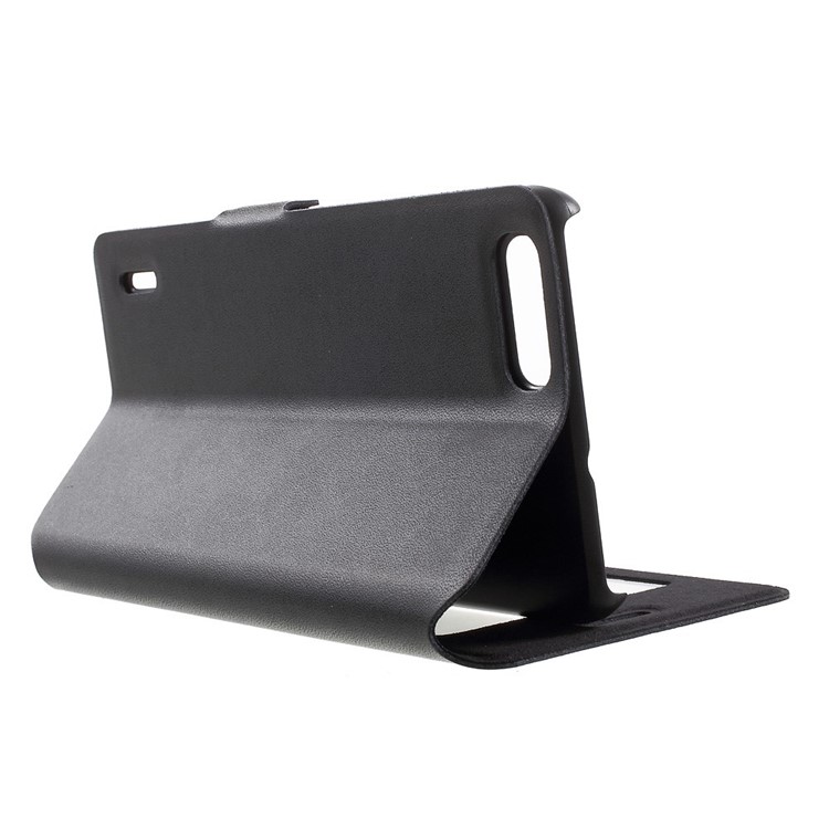 DOORMOON for Huawei Honor 6 Plus Window View Genuine Leather Stand Case - Black-3
