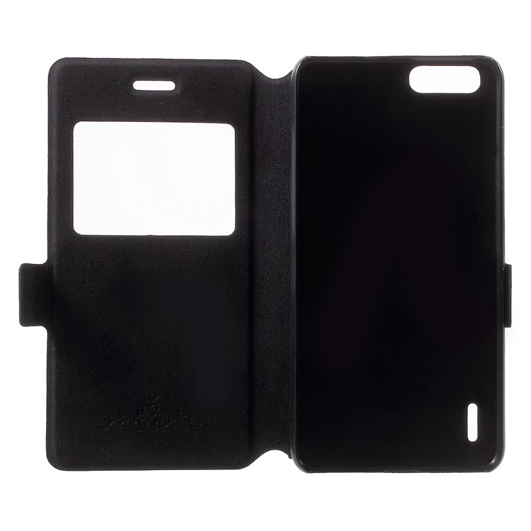 DOORMOON for Huawei Honor 6 Plus Window View Genuine Leather Stand Case - Black-4