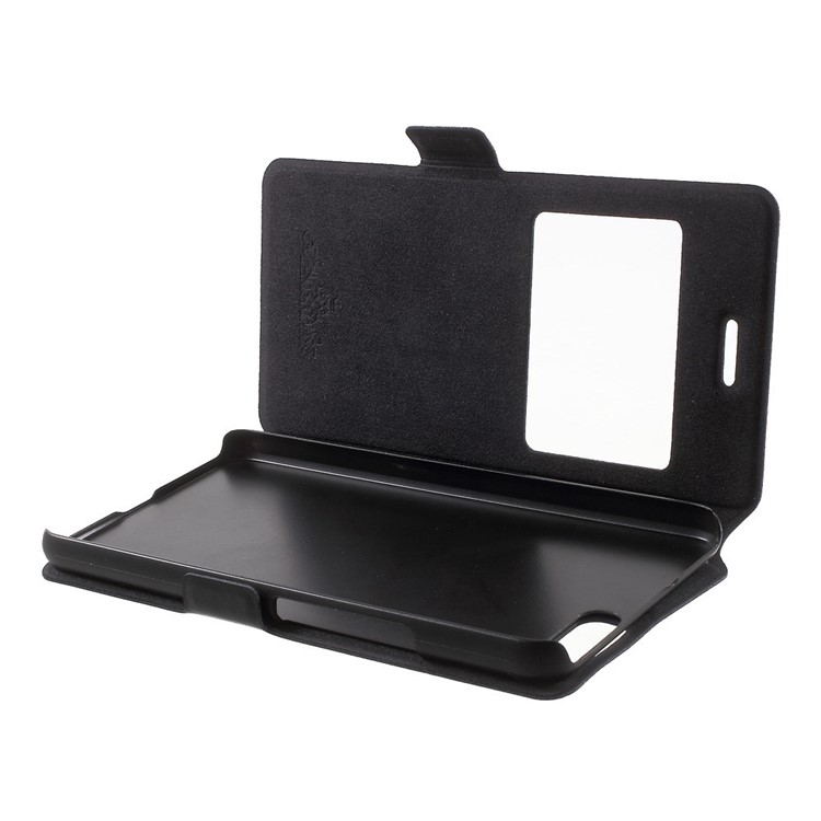 DOORMOON for Huawei Honor 6 Plus Window View Genuine Leather Stand Case - Black-5