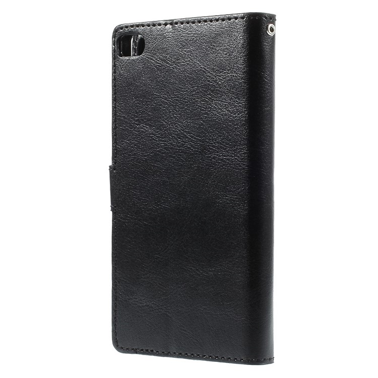 Crazy Horse Leather Wallet Cover for Huawei Ascend P8 with Stand - Black-2