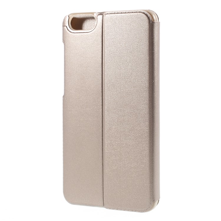 View Window Leather Stand Shell for Huawei Honor Play 4X - Champagne-1