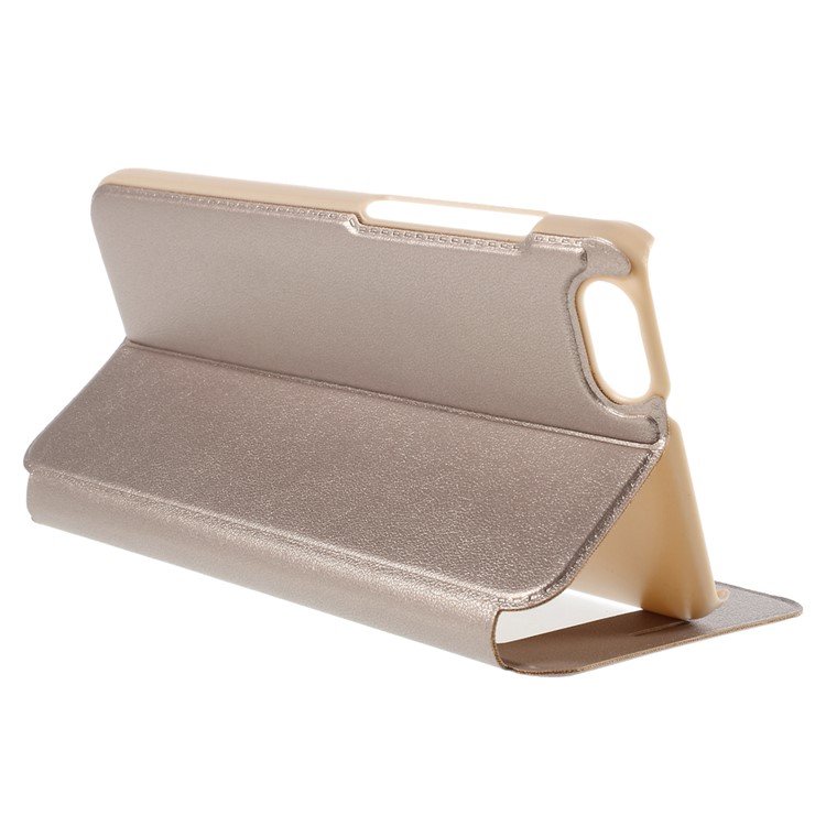 View Window Leather Stand Shell for Huawei Honor Play 4X - Champagne-4